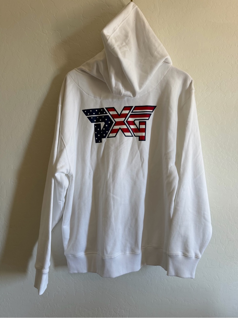 PXG Mens Stars & Stripes USA Logo Full Zip Hoodie White XL NWOT